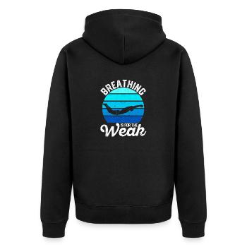 Funny Swimmers Lover Swimming Team Breathing is for - Unisex Premium Organic Zip Hoodie - black - Back - Nico (187cm)