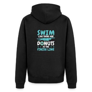 Swim as if there were donuts at the finish line - Unisex Premium Organic Zip Hoodie - black - Back - Nico (187cm)