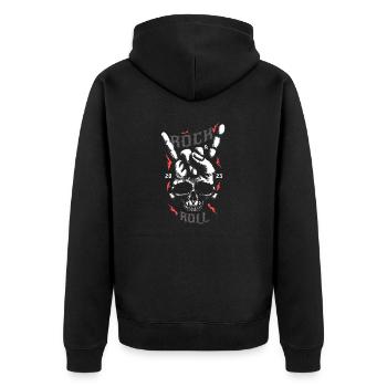 Rock ’n’ Roll 2023 - Unisex Premium Bio Zip Hoodie - Schwarz - Hinten - Nico (187cm)