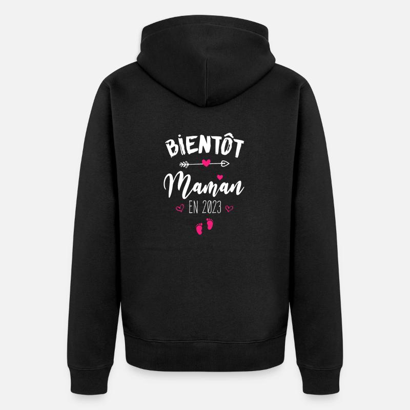 Bientôt Maman En 2023 - Veste à capuche bio Premium Unisexe - noir
