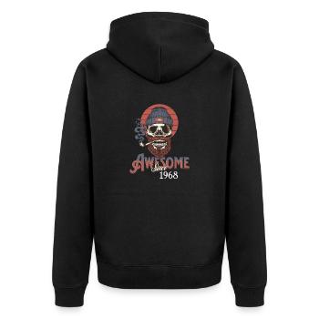Awesome Since 1968 Vintage Birthday Retro - Unisex Premium Organic Zip Hoodie - black - Back - Nico (187cm)