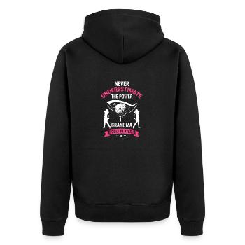 Never Underestimate The Power GRANDMA Golf Player - Unisex Premium Organic Zip Hoodie - black - Back - Nico (187cm)