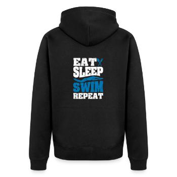 Eat Sleep Swim Repeat Funny Schwimmen Liebhaber - Unisex Premium Bio Zip Hoodie - Schwarz - Hinten - Nico (187cm)