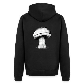 Pilz Pilze Giftpilze Mykologie erdig natürlich 9 - Unisex Premium Bio Zip Hoodie - Schwarz - Hinten - Nico (187cm)