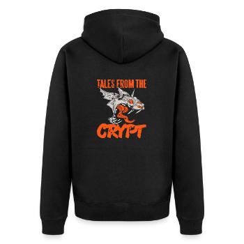 Tales From The Crypt Retro Vintage Halloween Demon - Unisex Premium Bio Zip Hoodie - Schwarz - Hinten - Nico (187cm)
