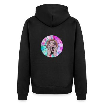 Awesome Agonized Head Art Halloween Designs - Unisex Premium Bio Zip Hoodie - Schwarz - Hinten - Nico (187cm)