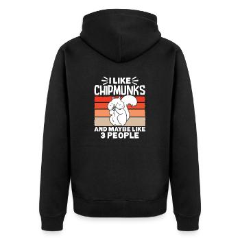 Streifenhörnchen Chipmunk Nagetier Geschenk - Unisex Premium Bio Zip Hoodie - Schwarz - Hinten - Nico (187cm)
