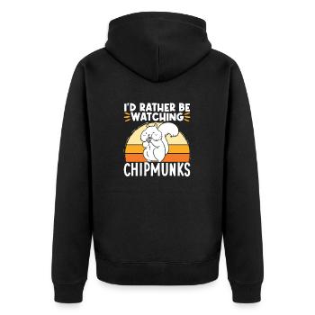 Streifenhörnchen Chipmunk Nagetier Geschenk - Unisex Premium Bio Zip Hoodie - Schwarz - Hinten - Nico (187cm)