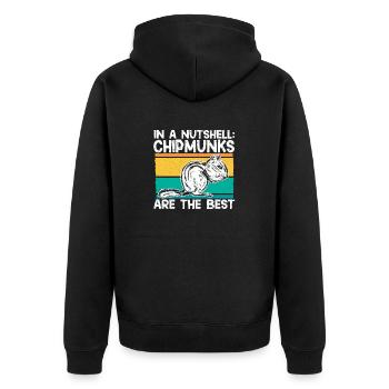 Chipmunk Rodent Gift - Unisex Premium Organic Zip Hoodie - black - Back - Nico (187cm)