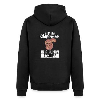 Streifenhörnchen Chipmunk Nagetier Geschenk - Unisex Premium Bio Zip Hoodie - Schwarz - Hinten - Nico (187cm)
