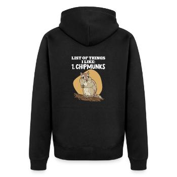 Streifenhörnchen Chipmunk Nagetier Geschenk - Unisex Premium Bio Zip Hoodie - Schwarz - Hinten - Nico (187cm)