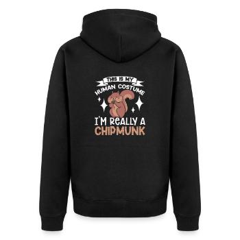 Streifenhörnchen Chipmunk Nagetier Geschenk - Unisex Premium Bio Zip Hoodie - Schwarz - Hinten - Nico (187cm)