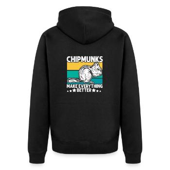 Streifenhörnchen Chipmunk Nagetier Geschenk - Unisex Premium Bio Zip Hoodie - Schwarz - Hinten - Nico (187cm)