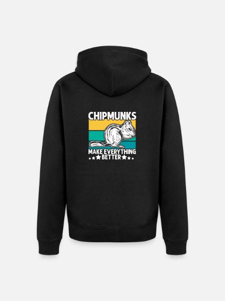 Chipmunk Rodent Gift - Unisex Premium Organic Zip Hoodie - black