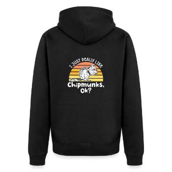 Streifenhörnchen Chipmunk Nagetier Geschenk - Unisex Premium Bio Zip Hoodie - Schwarz - Hinten - Nico (187cm)