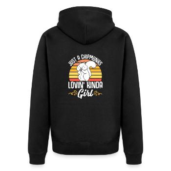 Streifenhörnchen Chipmunk Nagetier Geschenk - Unisex Premium Bio Zip Hoodie - Schwarz - Hinten - Nico (187cm)