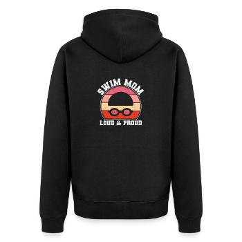 Funny Swimming Team Mum Mother's Day Swim Mom Loud - Unisex Premium Organic Zip Hoodie - black - Back - Nico (187cm)