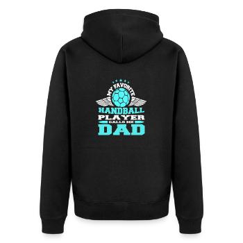 My Favorite Handball Player Calls Me DAD Retro - Unisex Premium Bio Zip Hoodie - Schwarz - Hinten - Nico (187cm)