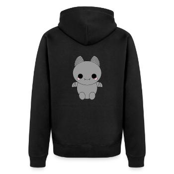 Cute Bat - Unisex Premium Organic Zip Hoodie - black - Back - Nico (187cm)