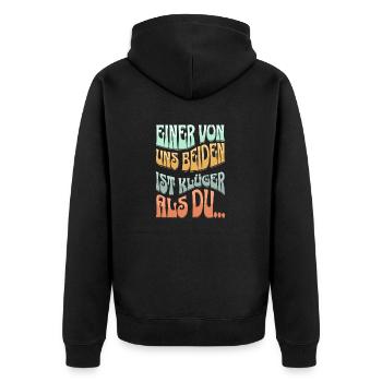 Funny Spruch Fun Sprüche Witzig Lustig - Unisex Premium Bio Zip Hoodie - Schwarz - Hinten - Nico (187cm)