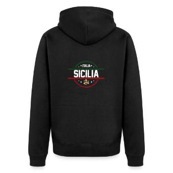 Sizilien flagge Sizilien Palermo Italien - Unisex Premium Bio Zip Hoodie - Schwarz - Hinten - Nico (187cm)