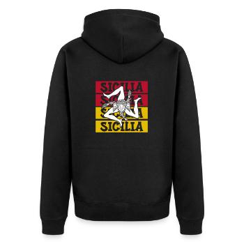 Sizilien flagge Sizilien Palermo Italien - Unisex Premium Bio Zip Hoodie - Schwarz - Hinten - Nico (187cm)