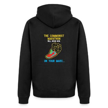 Lustiges Marathon Läufer Laufen Cross Country - Unisex Premium Bio Zip Hoodie - Schwarz - Hinten - Nico (187cm)