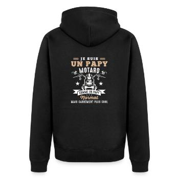Motard Papy Moto Humour Cadeau Motorcycle Retraite - Veste à capuche bio Premium Unisexe - noir - Dos - Nico (187cm)