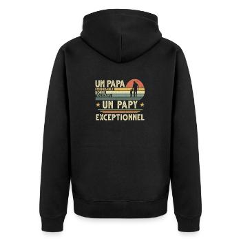 Papa Formidable Donne Toujours Papy Exceptionnel - Veste à capuche bio Premium Unisexe - noir - Dos - Nico (187cm)