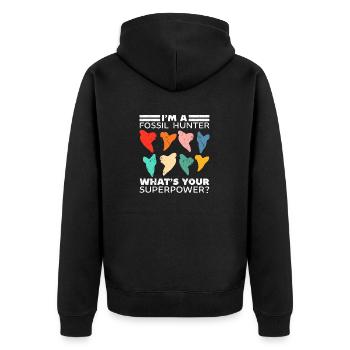 Megalodon Shark Tooth Fossil Collector Gift - Unisex Premium Organic Zip Hoodie - black - Back - Nico (187cm)