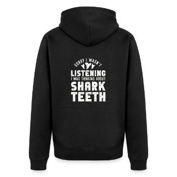 Megalodon Shark Tooth Fossil Collectible Gift - Unisex Premium Organic Zip Hoodie - black - Back - Nico (187cm)