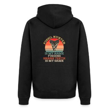 Megalodon Shark Tooth Fossil Collector Gift - Unisex Premium Organic Zip Hoodie - black - Back - Nico (187cm)