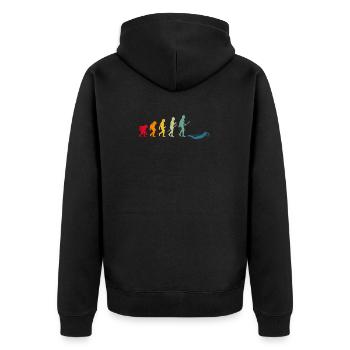 Schwimmen Evolution des Menschen Lustiger Schwimme - Unisex Premium Bio Zip Hoodie - Schwarz - Hinten - Nico (187cm)