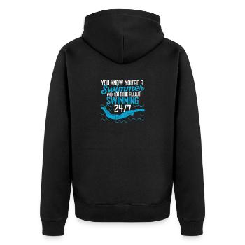 You know you're a funnier - Unisex Premium Organic Zip Hoodie - black - Back - Nico (187cm)