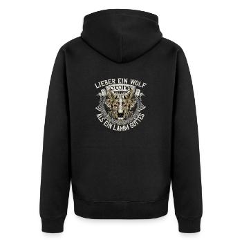 Lieber ein wolf Odins als ein lamm Gottes - Unisex Premium Bio Zip Hoodie - Schwarz - Hinten - Nico (187cm)