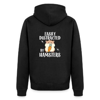 Hamster Geschenk Hamsterliebhaber - Unisex Premium Bio Zip Hoodie - Schwarz - Hinten - Nico (187cm)