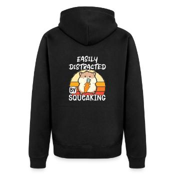 Hamster Geschenk Hamsterliebhaber - Unisex Premium Bio Zip Hoodie - Schwarz - Hinten - Nico (187cm)