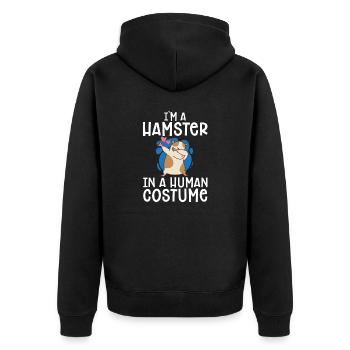 Hamster Geschenk Hamsterliebhaber - Unisex Premium Bio Zip Hoodie - Schwarz - Hinten - Nico (187cm)