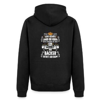 Bäcker Hoheit lustiges Bäckergeselle Handwerk - Unisex Premium Bio Zip Hoodie - Schwarz - Hinten - Nico (187cm)