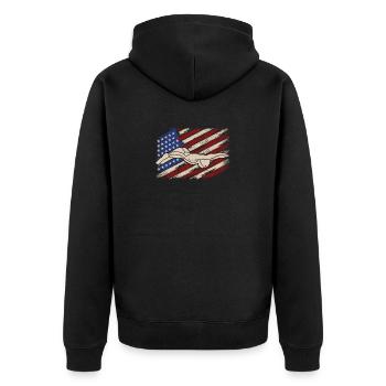 USA Flagge Swim Team Sport Amerikanischer Schwimme - Unisex Premium Bio Zip Hoodie - Schwarz - Hinten - Nico (187cm)