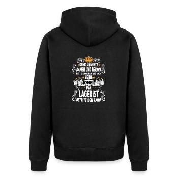 Lagerist Logistik Handwerk lustiges Lagerist - Unisex Premium Bio Zip Hoodie - Schwarz - Hinten - Nico (187cm)