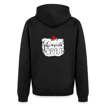 Schwarzwald Braut JGA - Junggesellinnenabschied - Unisex Premium Bio Zip Hoodie - Schwarz - Hinten - Nico (187cm)