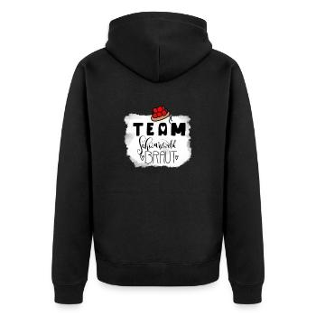 JGA Team Schwarzwald Braut-Junggesellinnenabschied - Unisex Premium Bio Zip Hoodie - Schwarz - Hinten - Nico (187cm)