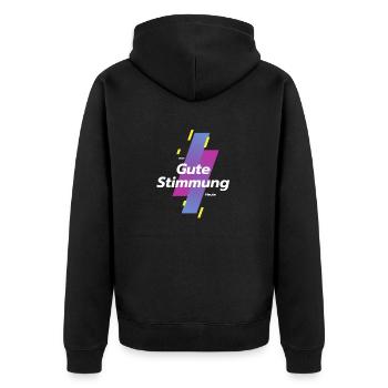 gute stimmung - Unisex Premium Bio Zip Hoodie - Schwarz - Hinten - Nico (187cm)