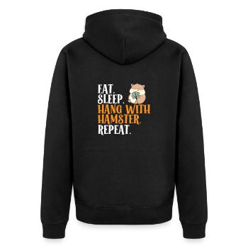Hamster Geschenk Hamsterliebhaber - Unisex Premium Bio Zip Hoodie - Schwarz - Hinten - Nico (187cm)