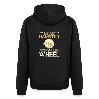 Hamster Geschenk Hamsterliebhaber - Unisex Premium Bio Zip Hoodie - Schwarz - Hinten - Nico (187cm)