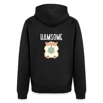 Hamster Geschenk Hamsterliebhaber - Unisex Premium Bio Zip Hoodie - Schwarz - Hinten - Nico (187cm)