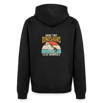 Leguan Eidechse Reptil Herpetologe - Unisex Premium Bio Zip Hoodie - Schwarz - Hinten - Nico (187cm)