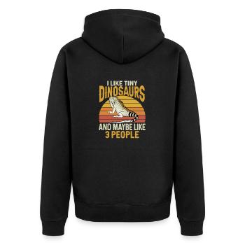 Leguan Eidechse Reptil Herpetologe - Unisex Premium Bio Zip Hoodie - Schwarz - Hinten - Nico (187cm)