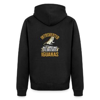 Leguan Eidechse Reptil Herpetologe - Unisex Premium Bio Zip Hoodie - Schwarz - Hinten - Nico (187cm)